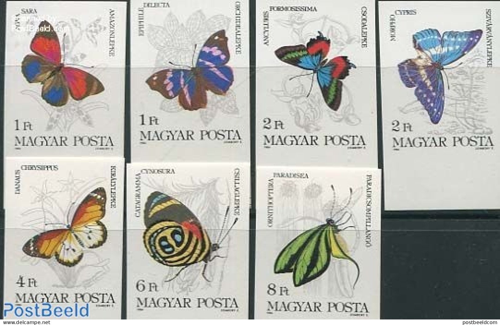 Hungary 1984 Butterflies 7v Imperforated, Mint NH, Nature - Butterflies - Insects - Nuevos