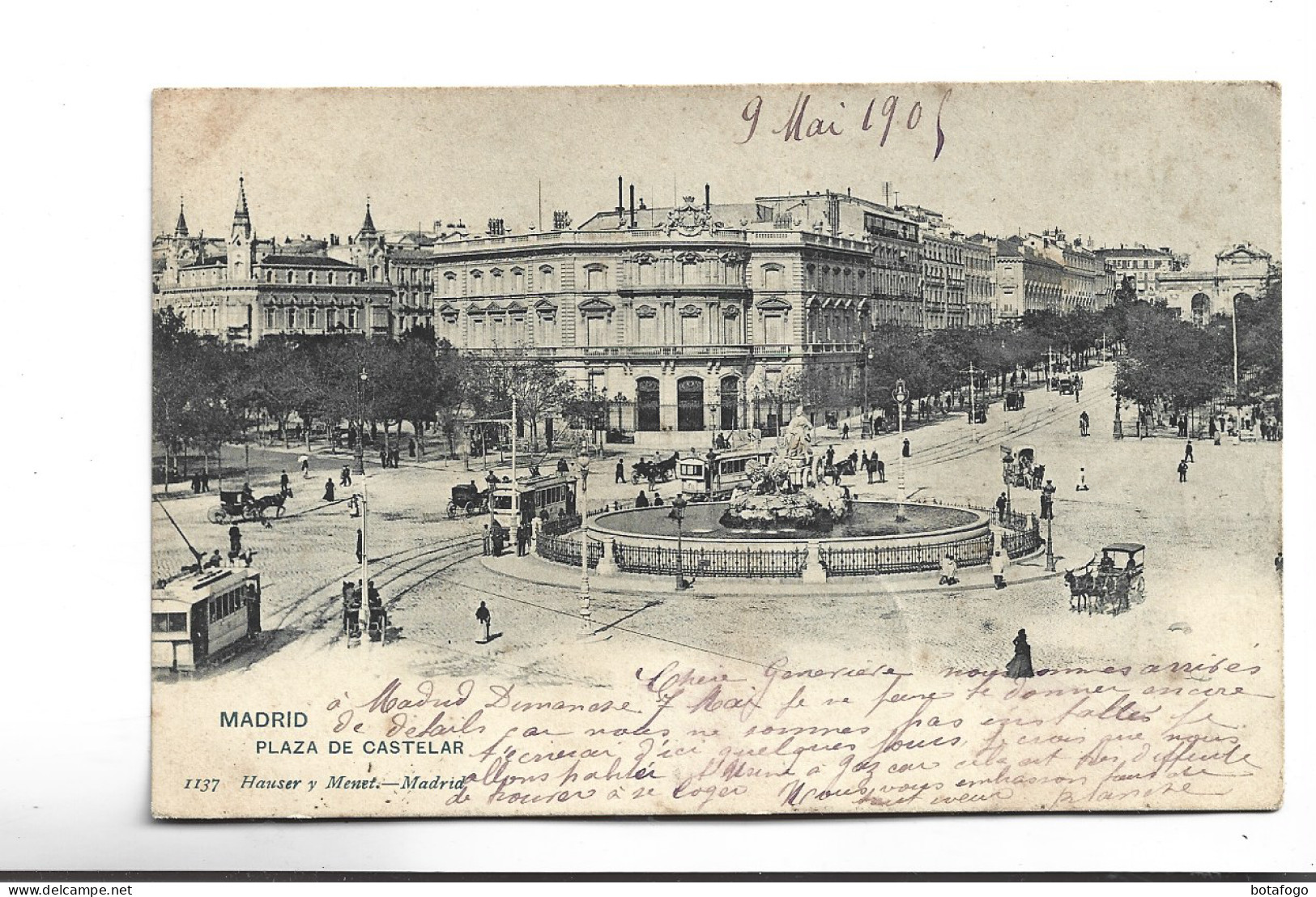 CPA MADRID  PLAZA DE CASTELAR  En 1905! (voir Timbre) - Madrid