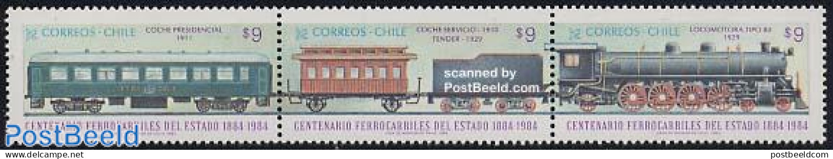 Chile 1984 National Railways 3v [::], Mint NH, Transport - Railways - Treinen