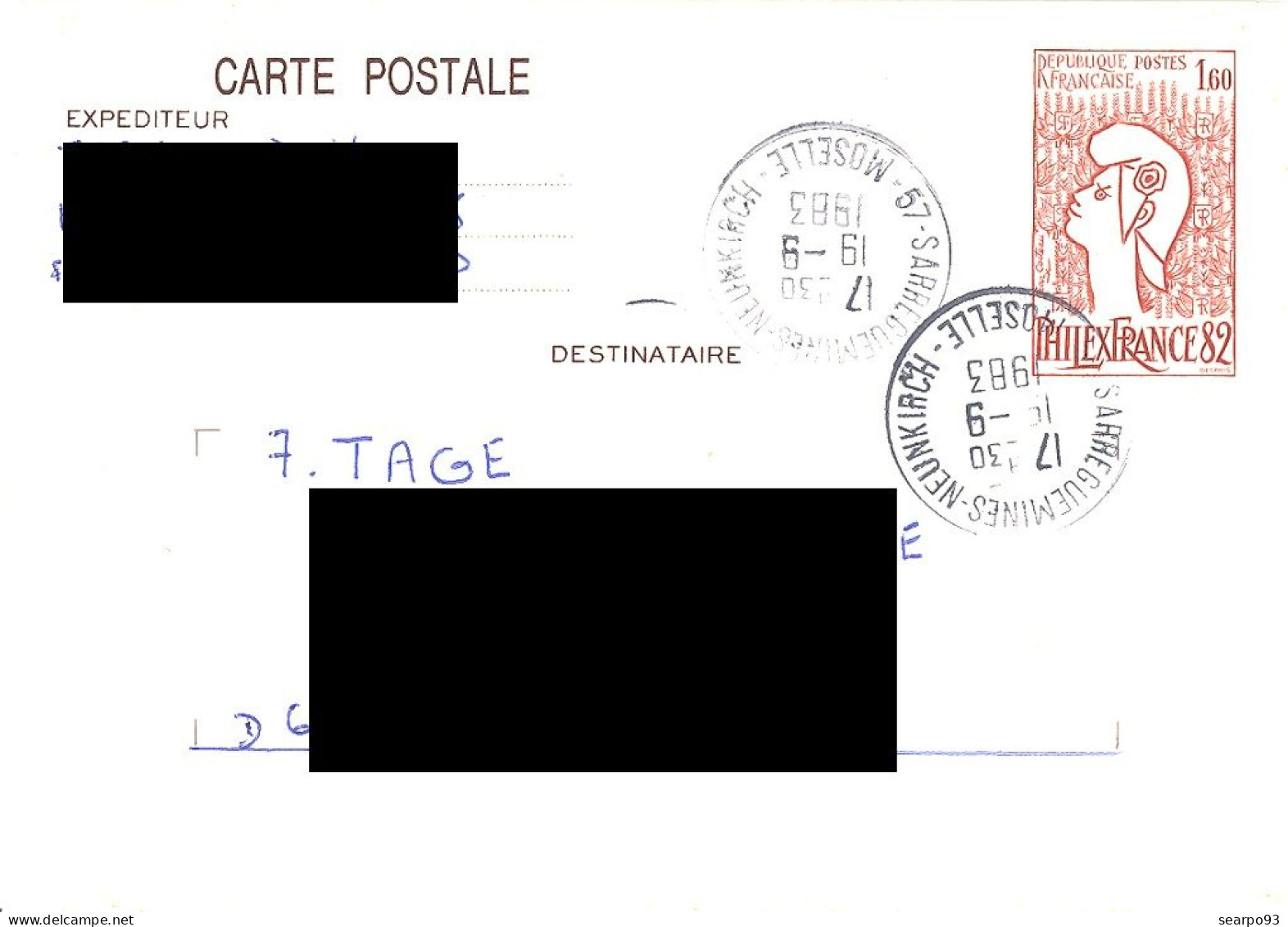 FRANCE. POSTAL STATIONERY FROM SARREGUEMINES TO SPEYER. 1983 - Otros & Sin Clasificación