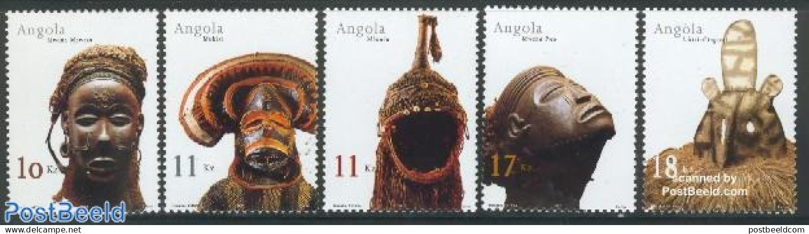 Angola 2002 Masks 5v, Mint NH, Various - Folklore - Angola