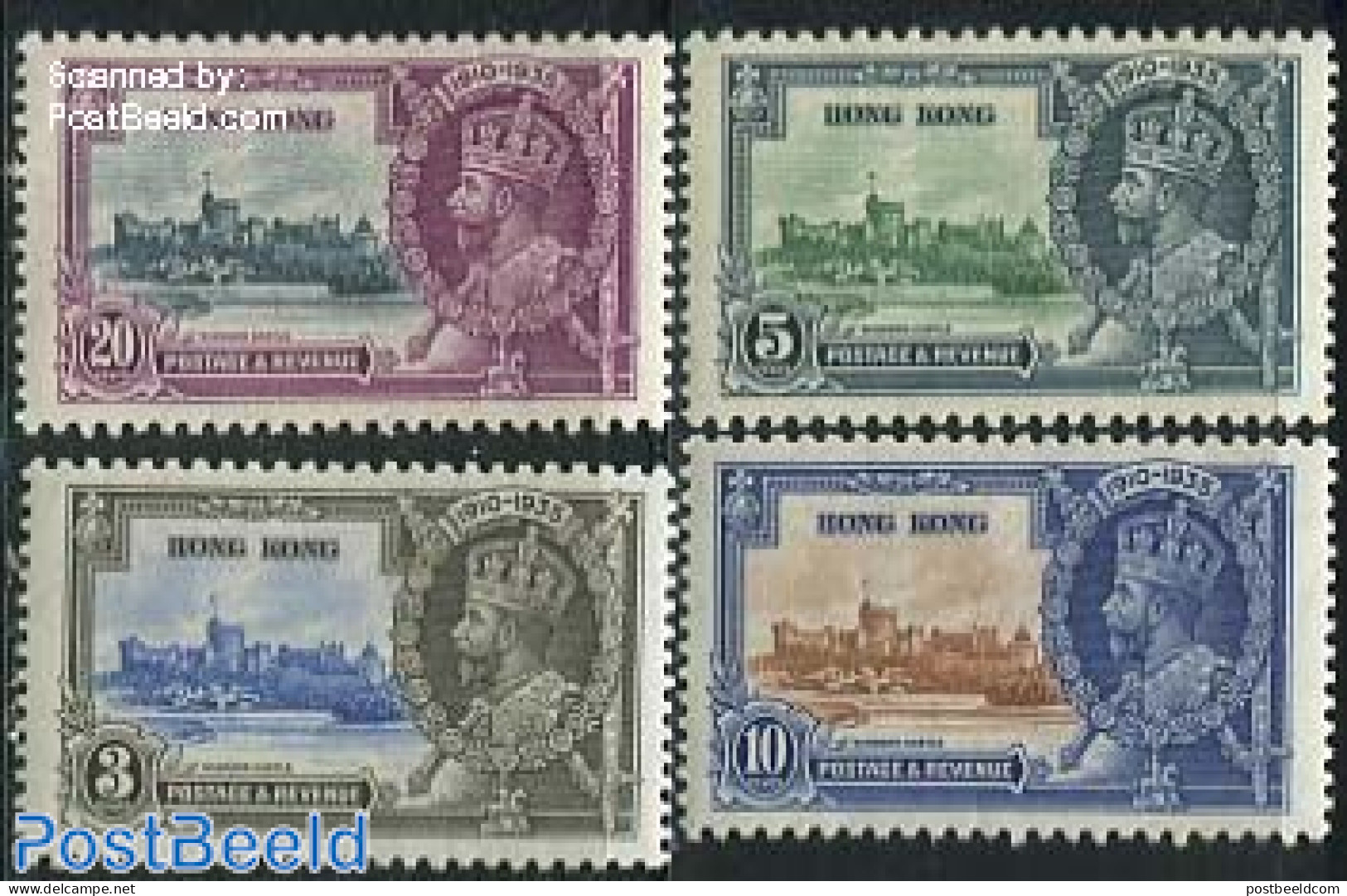 Hong Kong 1935 Silver Jubilee 4v, Unused (hinged), History - Kings & Queens (Royalty) - Art - Castles & Fortifications - Nuevos