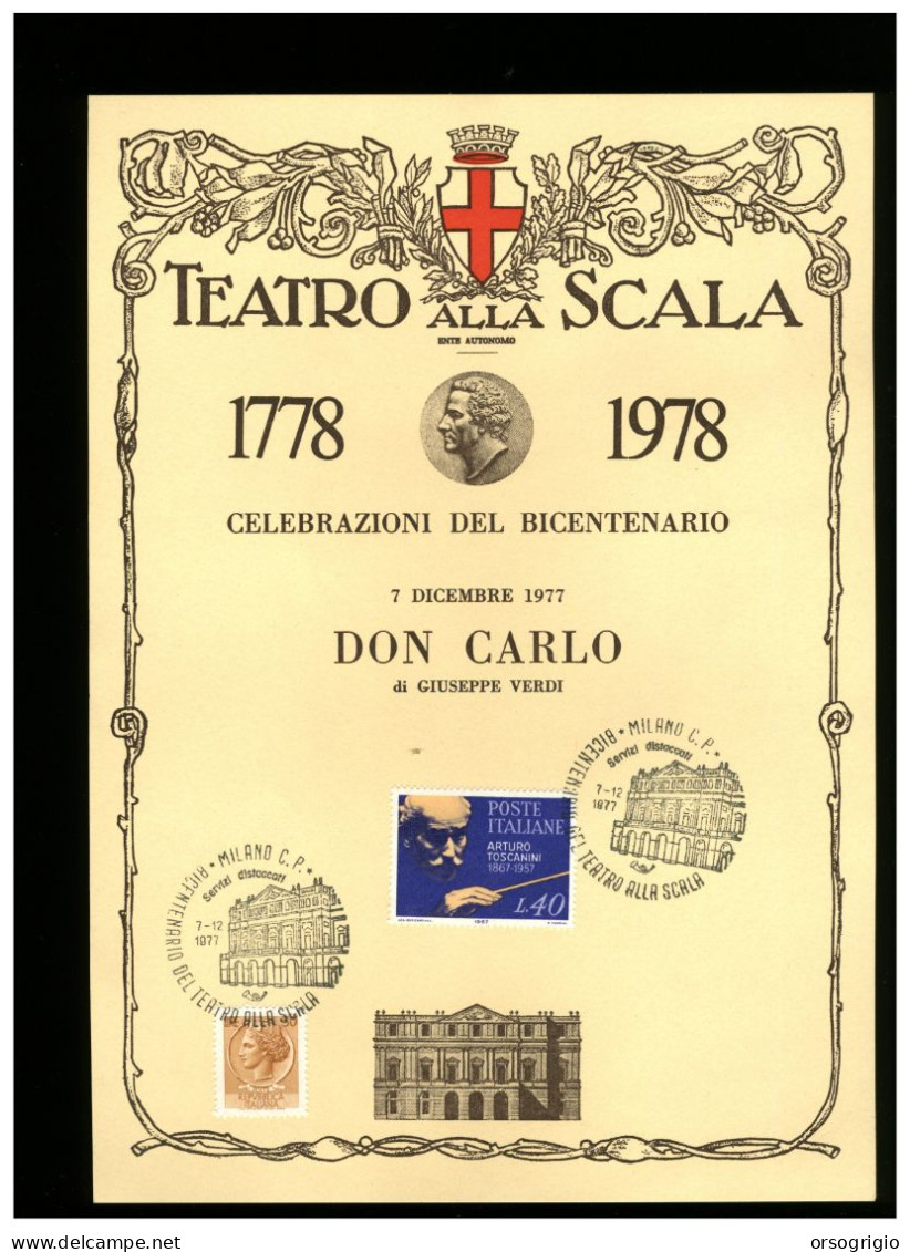 ITALIA - MILANO - TEATRO ALLA SCALA - Stagione 1978 Del BICENTENARIO - OPERA - DON CARLO - Théâtre