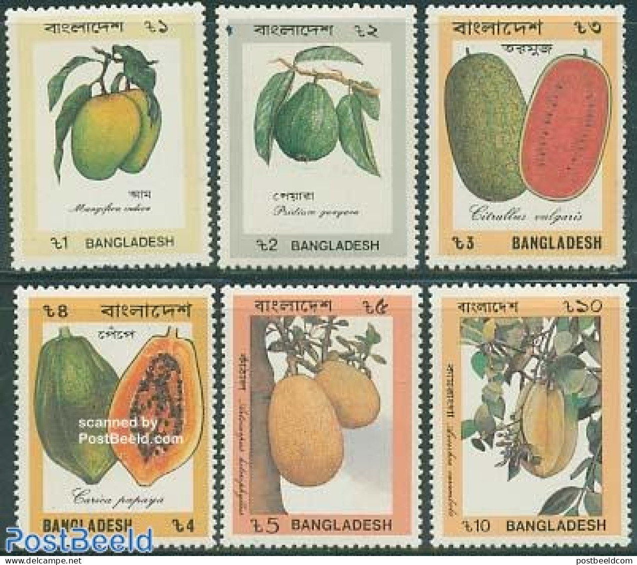 Bangladesh 1990 Fruits 6v, Mint NH, Nature - Fruit - Frutas