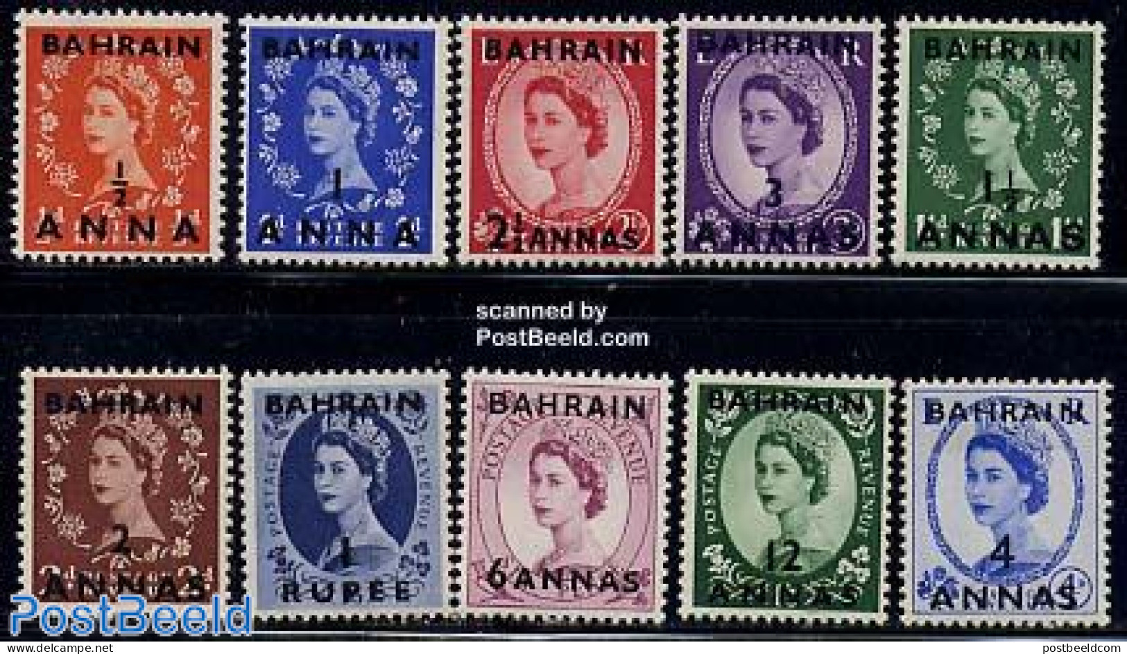 Bahrain 1952 Definitives 10v, Elizabeth, Mint NH - Bahreïn (1965-...)