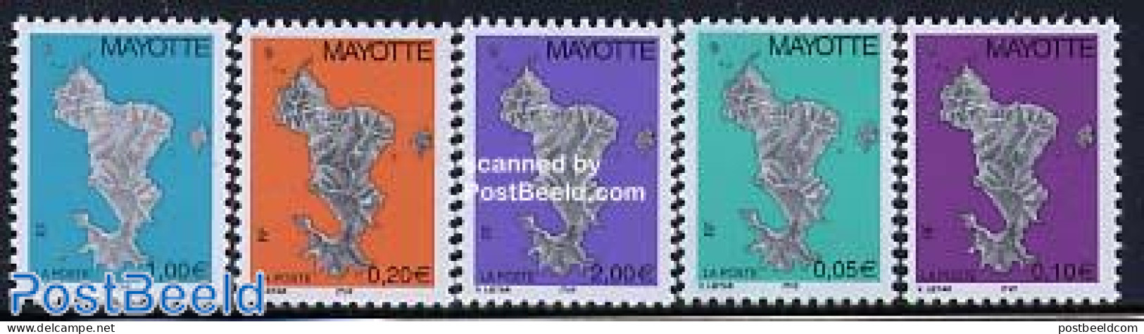 Mayotte 2004 Definitives, Maps 5v, Mint NH, Various - Maps - Géographie