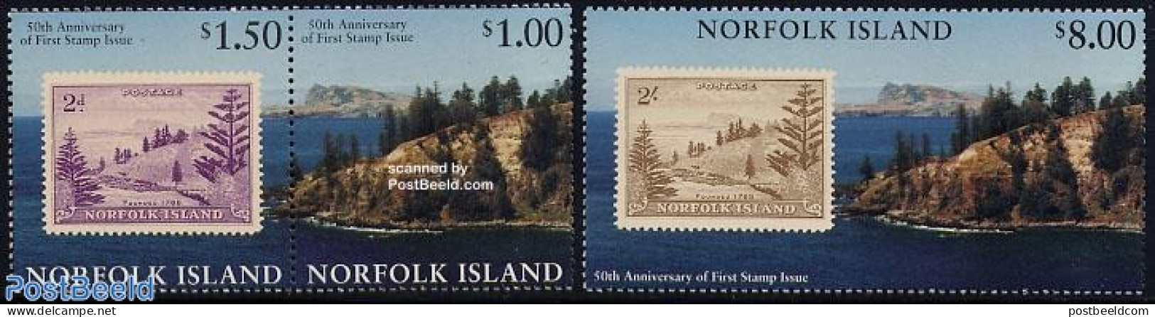 Norfolk Island 1997 50 Years Stamps 3v, Mint NH, Stamps On Stamps - Timbres Sur Timbres