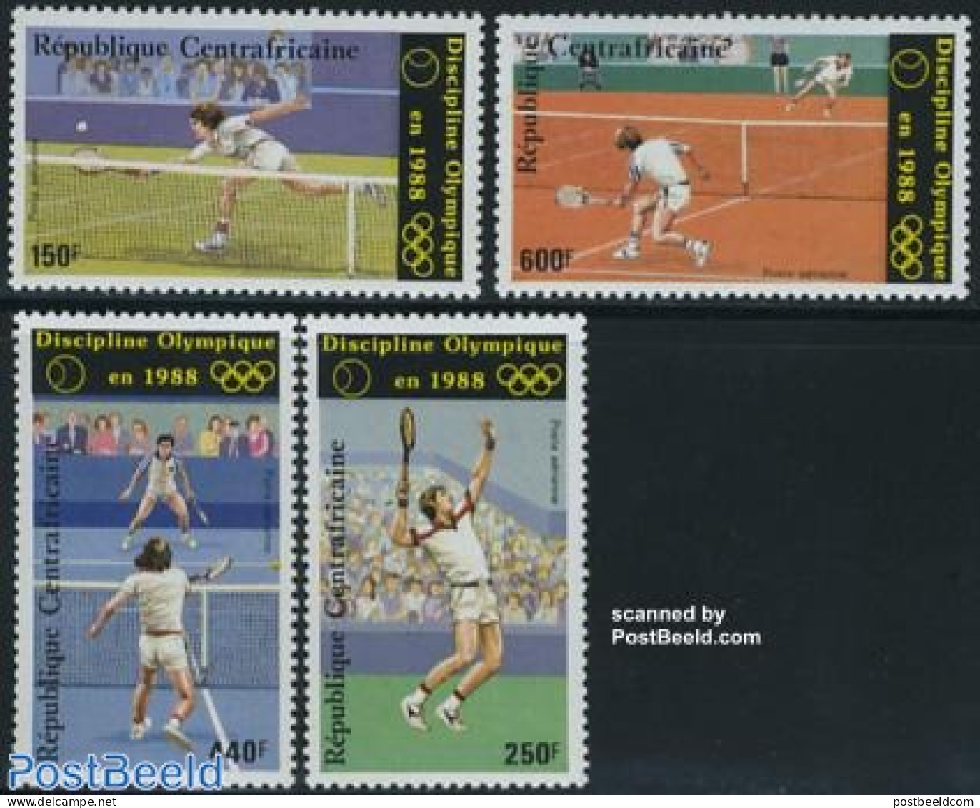 Central Africa 1986 Olympic Games 4v, Mint NH, Sport - Olympic Games - Tennis - Tennis