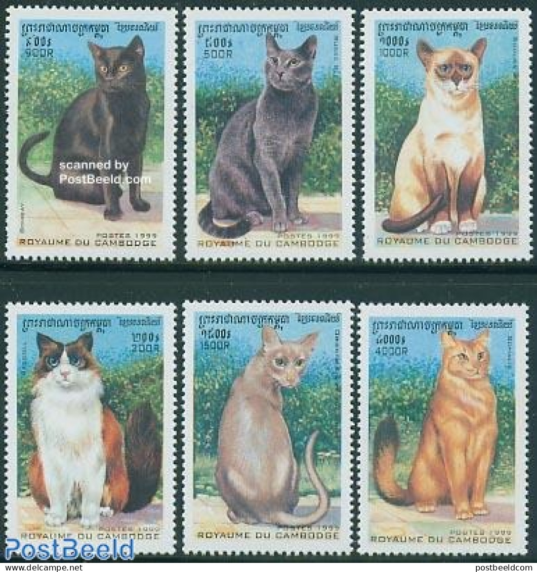 Cambodia 1999 Cats 6v, Mint NH, Nature - Cats - Cambodge