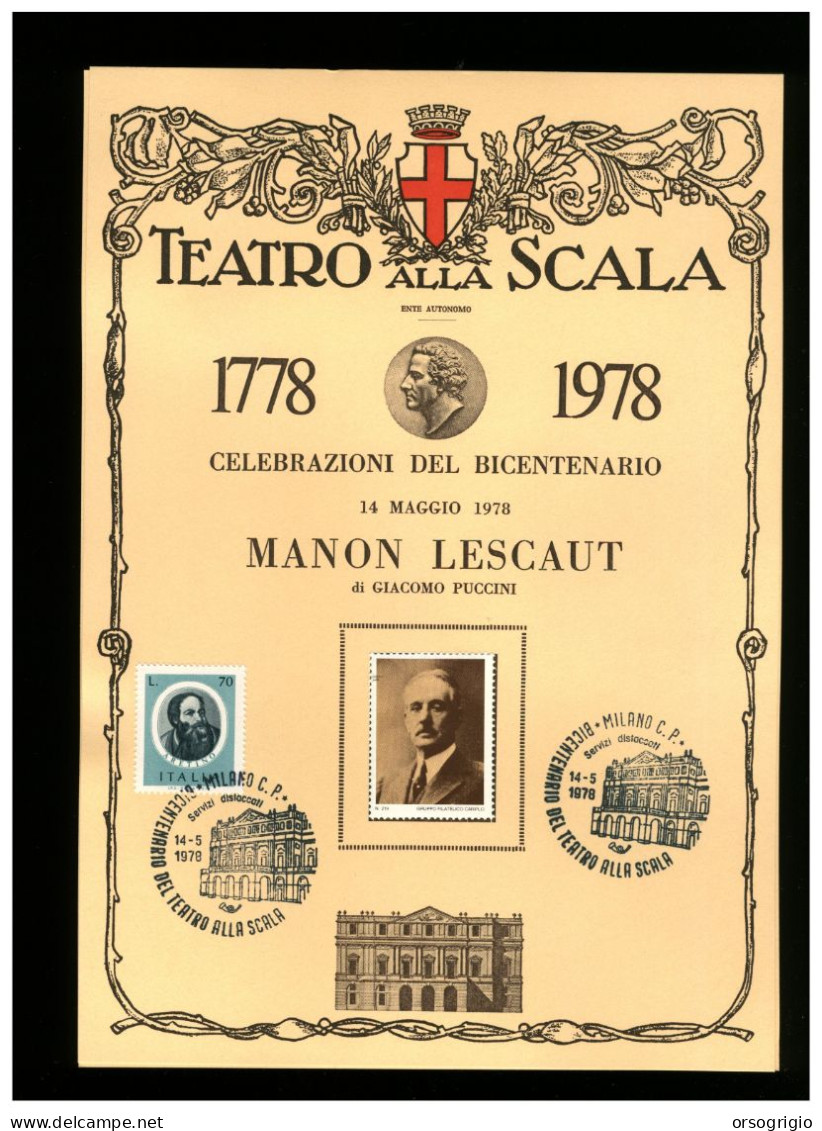 ITALIA - MILANO - TEATRO ALLA SCALA - Stagione 1978 Del BICENTENARIO - MANON LESCAULT - Théâtre