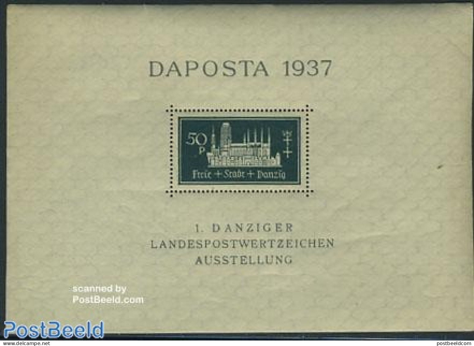 Germany, Danzig 1937 Daposta, Marienkirche S/s, Mint NH, Religion - Churches, Temples, Mosques, Synagogues - Religion - Churches & Cathedrals