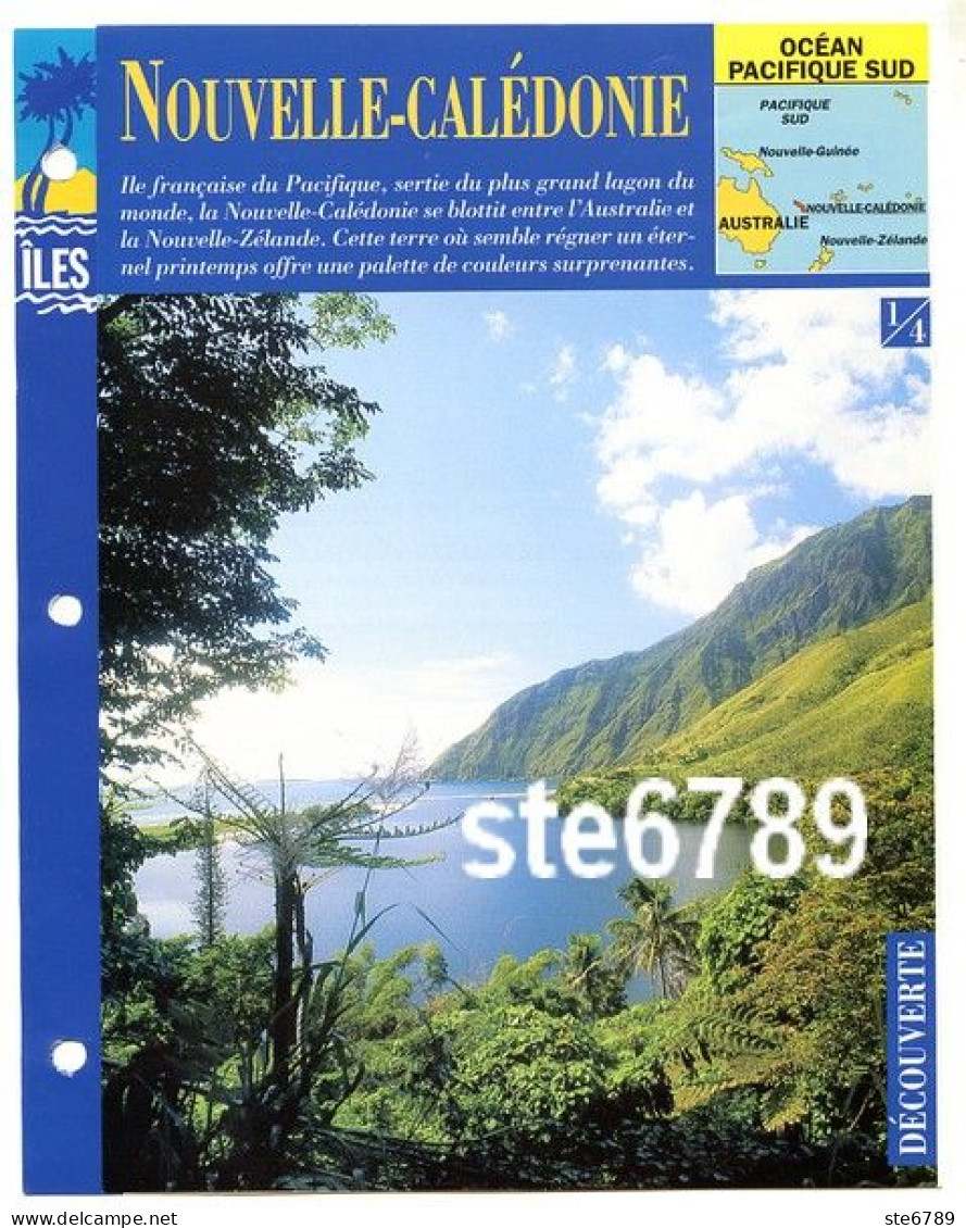 ILE NOUVELLE CALEDONIE  1/4 Série Iles Océan Pacifique Sud Géographie  Découverte Fiche Dépliante - Géographie