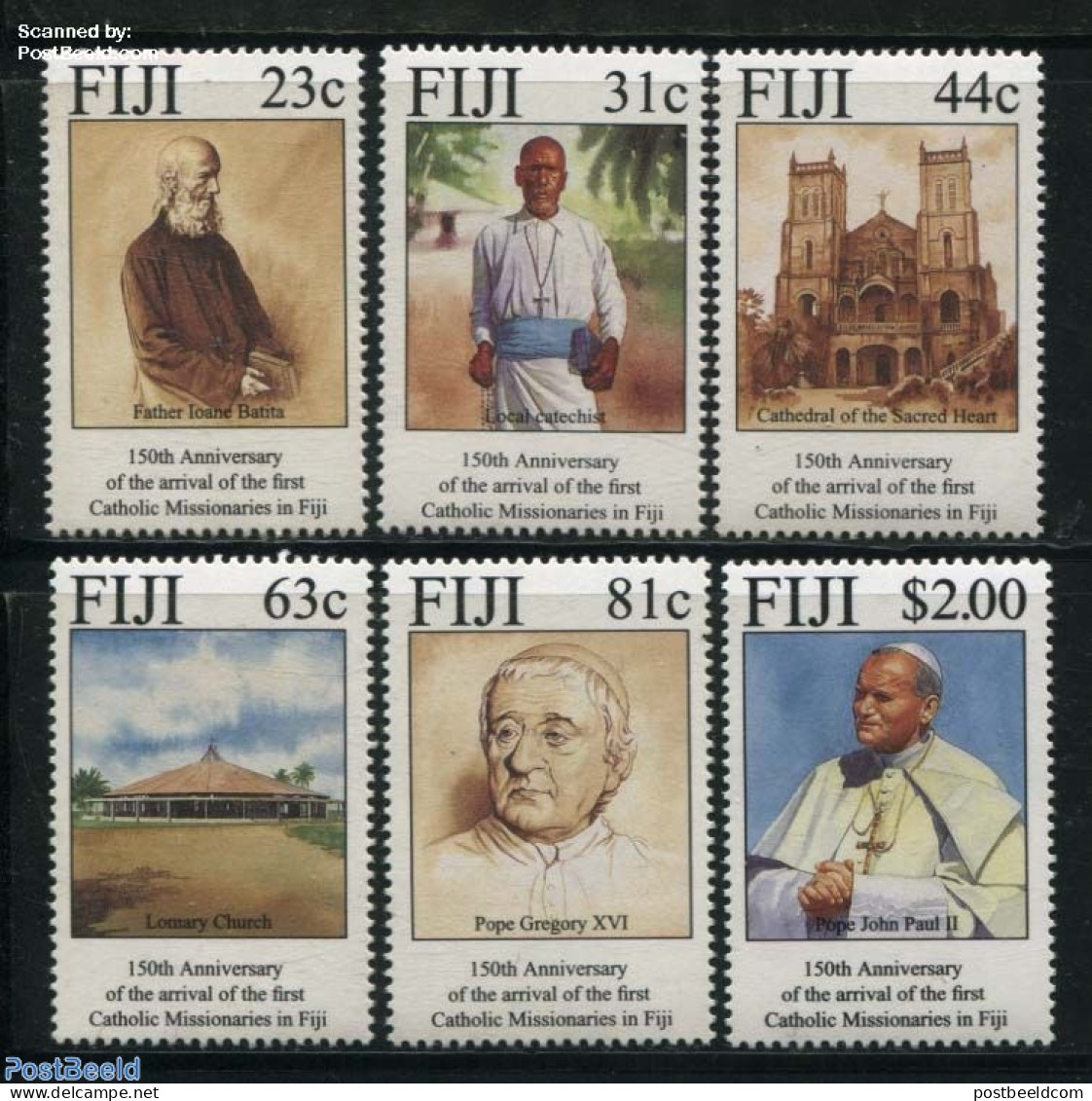 Fiji 1994 Catholic Missions 6v, Mint NH, Religion - Churches, Temples, Mosques, Synagogues - Pope - Religion - Eglises Et Cathédrales