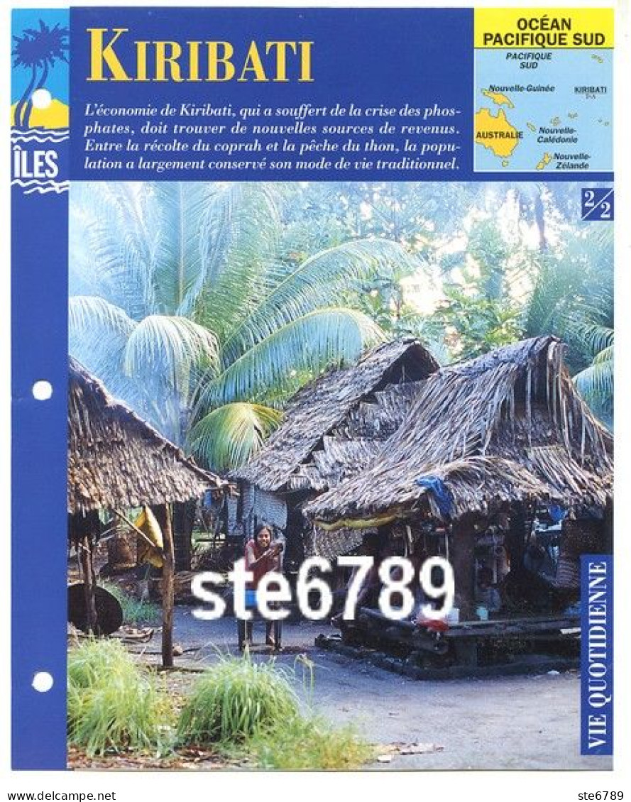 ILE KIRIBATI  2/2 Série Iles Océan Pacifique Sud Géographie  Vie Quotidienne Fiche Dépliante - Géographie