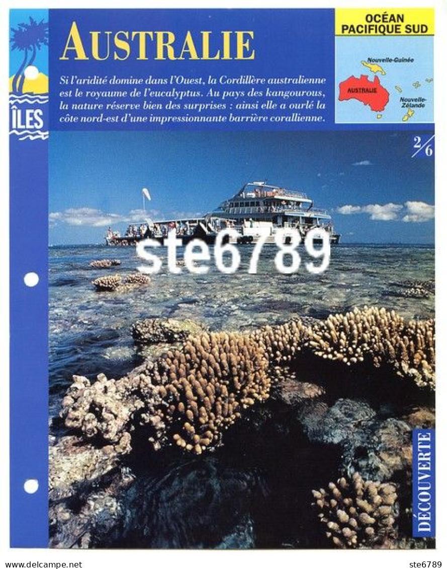 ILE AUSTRALIE  2/6 Série Iles Océan Pacifique Sud Géographie Découverte Fiche Dépliante - Aardrijkskunde