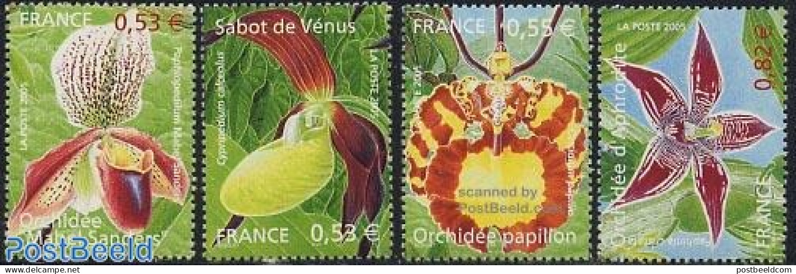 France 2005 Orchids 4v, Mint NH, Nature - Flowers & Plants - Orchids - Nuovi