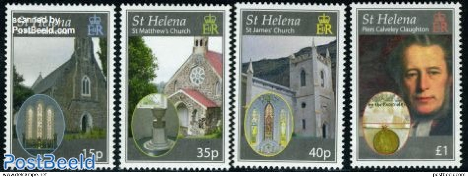 Saint Helena 2009 Churches 4v, Mint NH, Religion - Churches, Temples, Mosques, Synagogues - Art - Stained Glass And Wi.. - Churches & Cathedrals