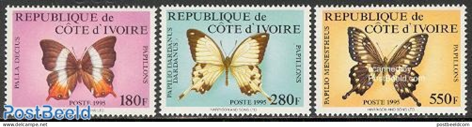 Ivory Coast 1995 Butterflies 3v, Mint NH, Nature - Butterflies - Neufs