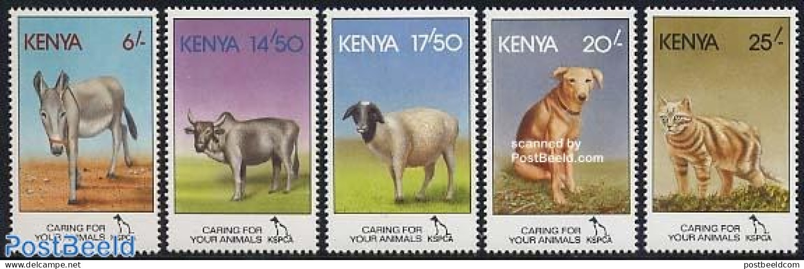 Kenia 1995 Animals 5v, Mint NH, Nature - Animals (others & Mixed) - Cats - Cattle - Dogs - Andere & Zonder Classificatie