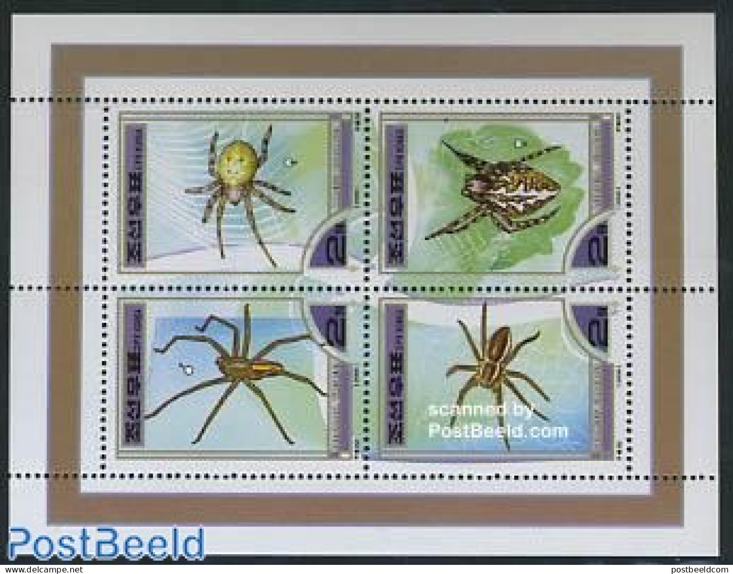 Korea, North 2000 Spiders 4v M/s, Mint NH, Nature - Insects - Korea (Nord-)
