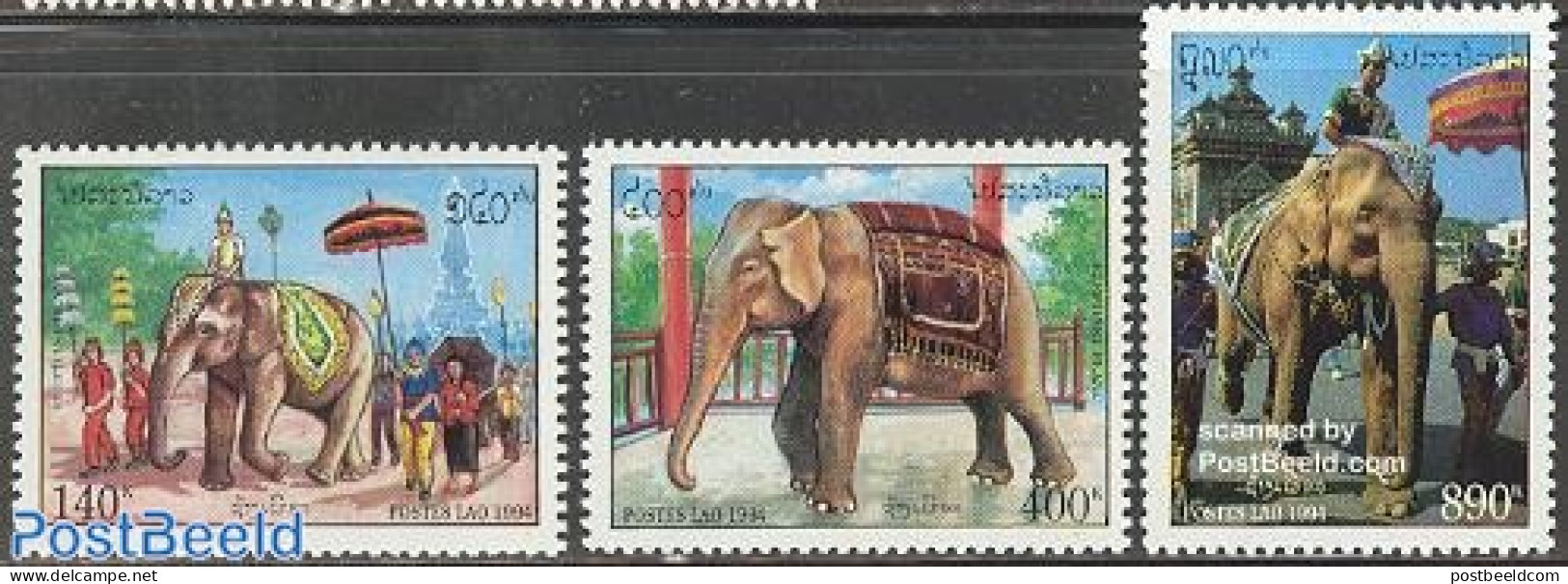Laos 1994 Ceremonial Elephant 3v, Mint NH, Nature - Various - Elephants - Folklore - Laos