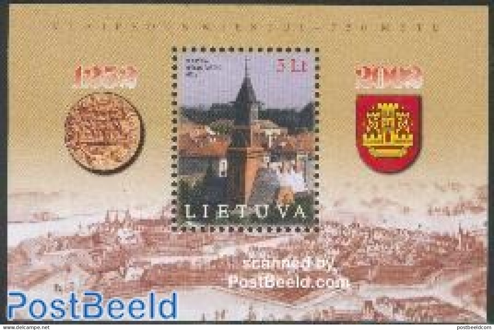 Lithuania 2002 750 Years Klaipeda S/s, Mint NH, History - Religion - Coat Of Arms - Churches, Temples, Mosques, Synago.. - Churches & Cathedrals