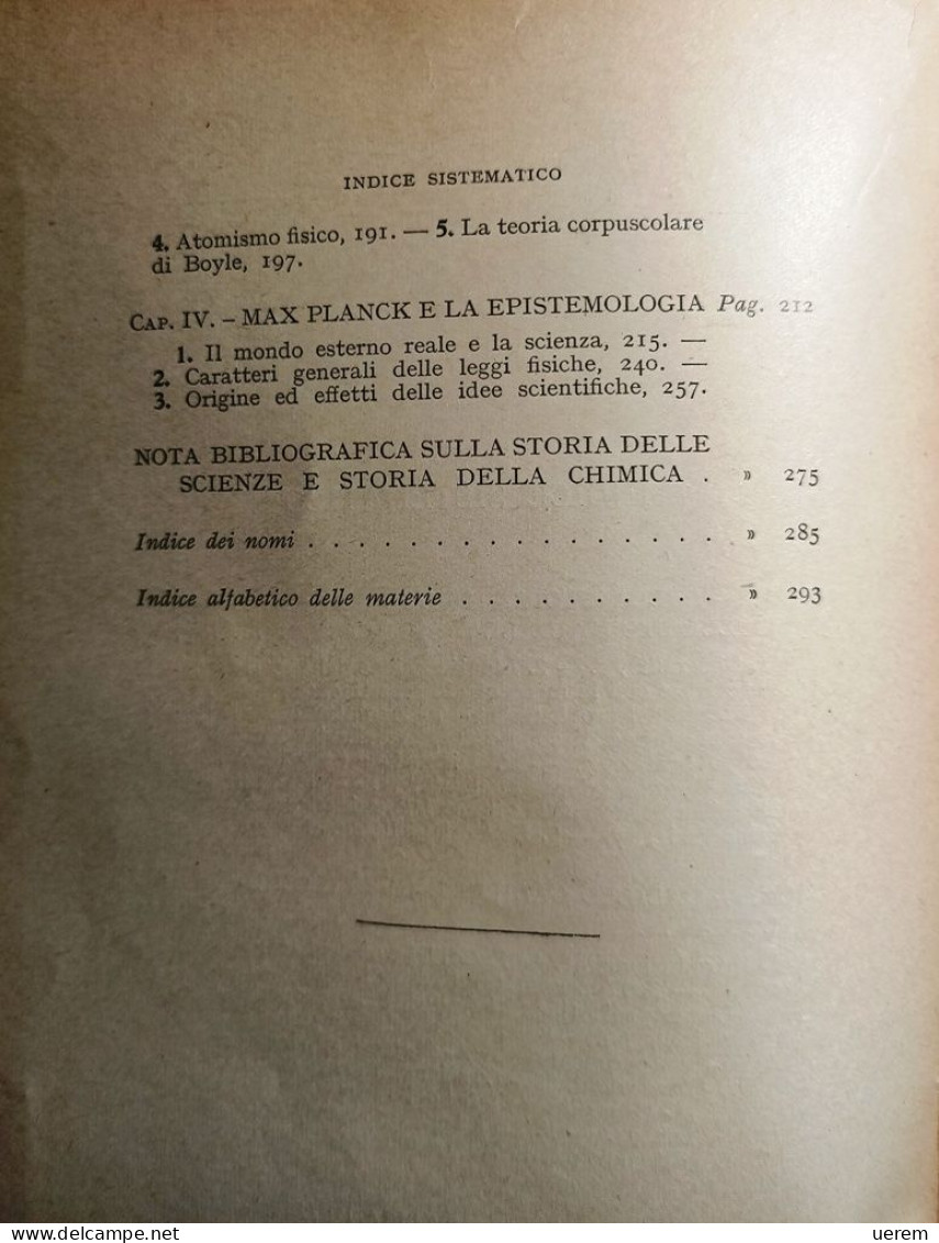 1945 Scienza GIUA MICHELE STORIA DELLE SCIENZE ED EPISTEMOLOGIA. GALILEI, BOYLE, PLANCK Torino, Chiantore 1945 - Libros Antiguos Y De Colección