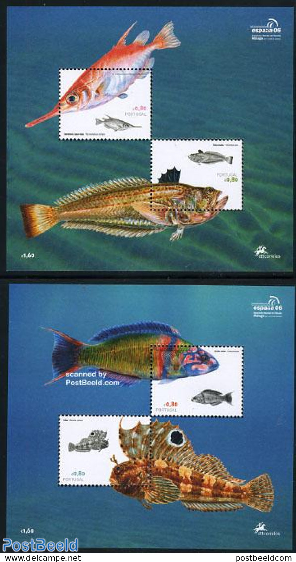 Portugal 2006 Fish From Portuguese Coast 2 S/s, Mint NH, Nature - Animals (others & Mixed) - Fish - Neufs