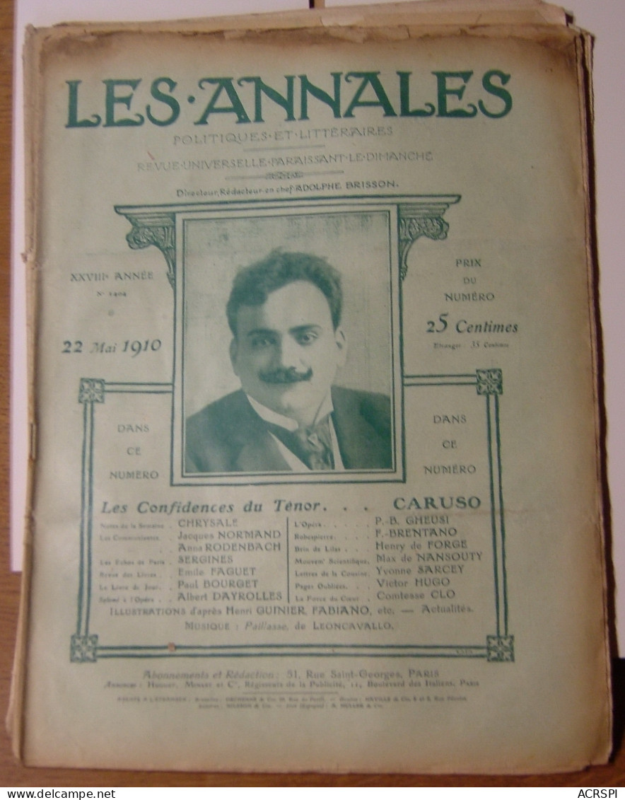 Lot De 41 Revues   LES ANNALES Année  1910  Revues Politiques Et Littéraires  Liste En Description - 1900 - 1949