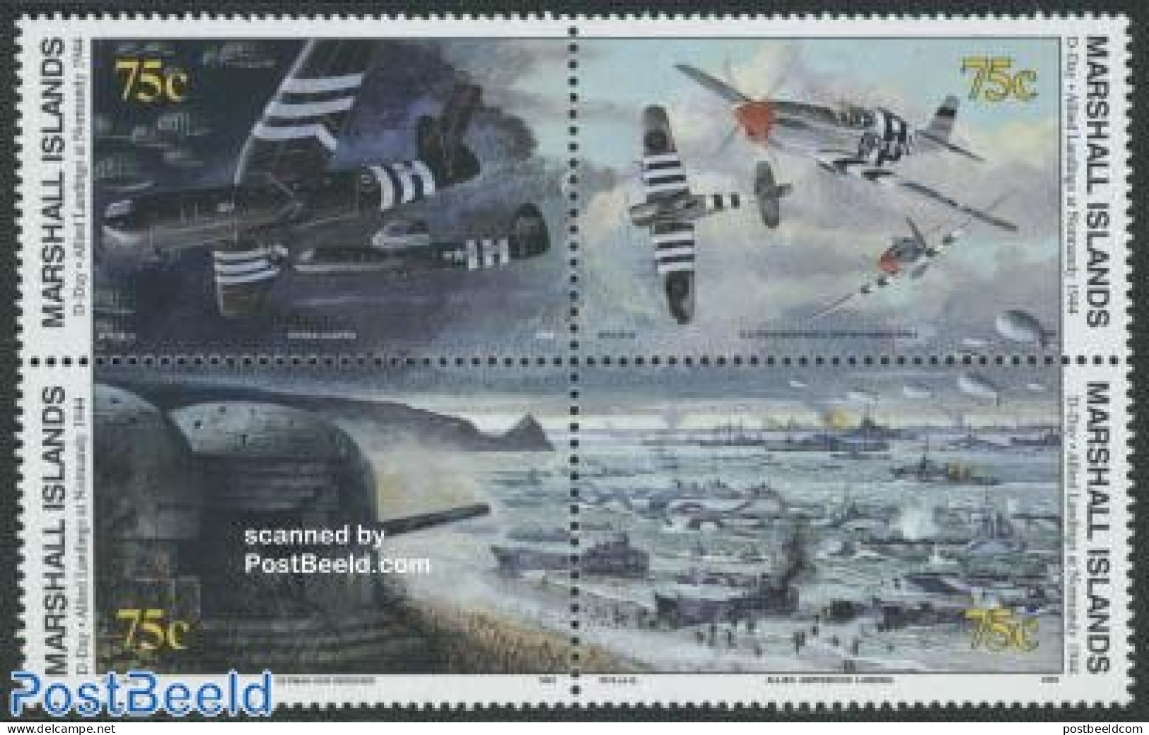 Marshall Islands 1994 D-Day 4v [+], Mint NH, History - Transport - Militarism - World War II - Aircraft & Aviation - S.. - Militares