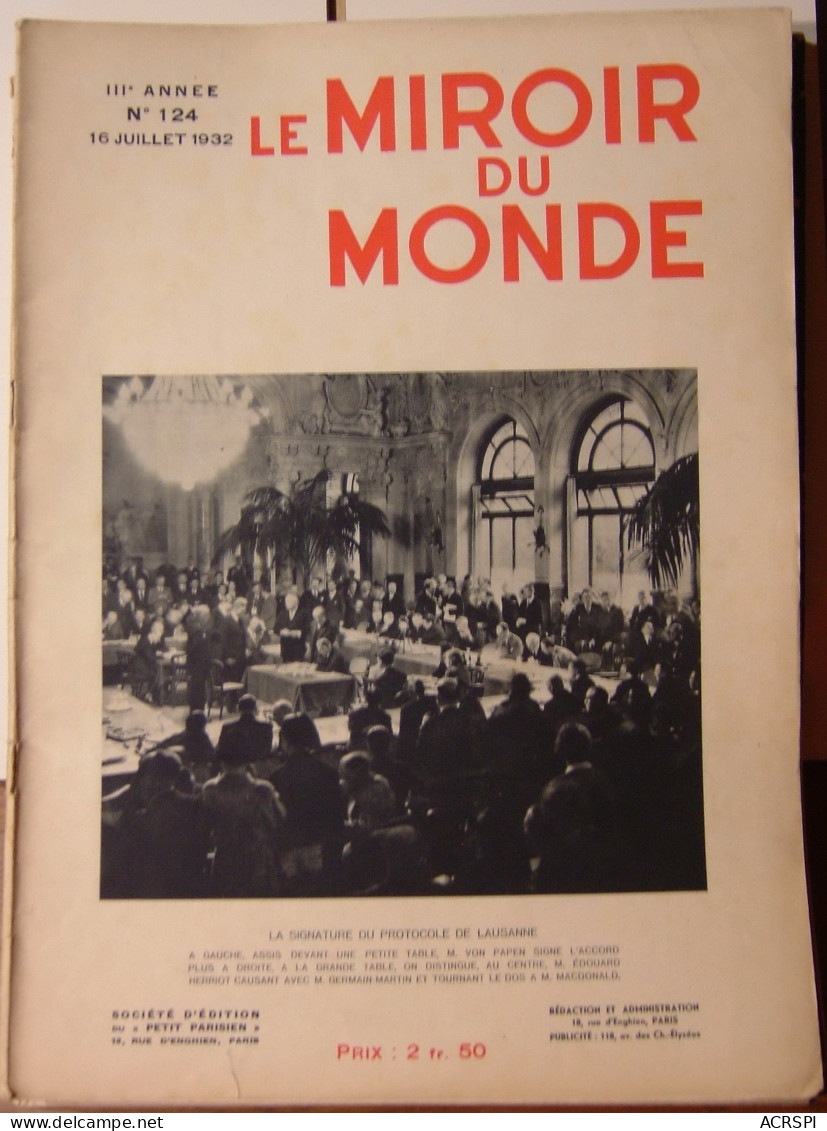 Le MIROIR DU MONDE N°124 16 Juillet 1932 Marine Aviation Mode Coiffure Scaphandre - 1900 - 1949