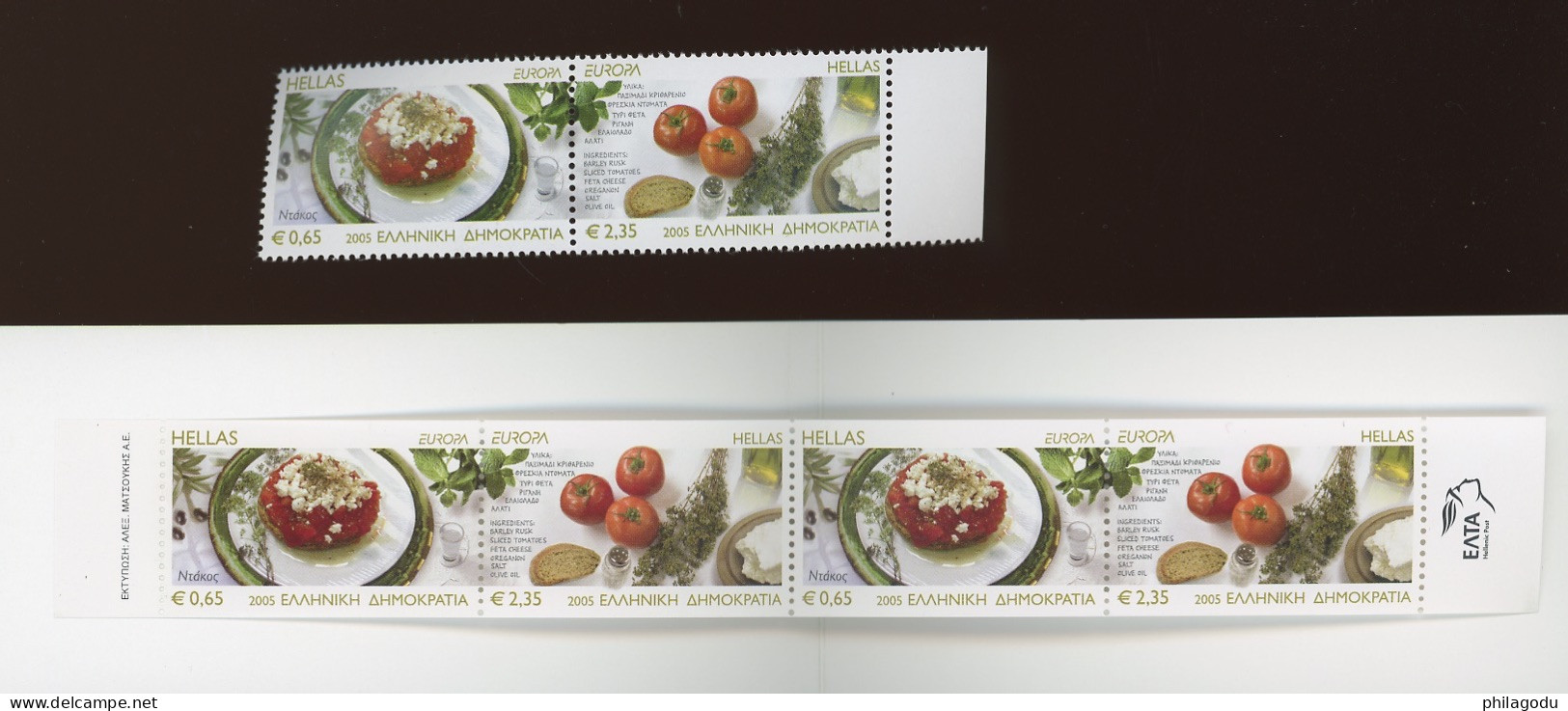 Grèce. Hellen 2005 **. Gastronomie Timbres Et Carnet EUROPA Couverture Olives - Unused Stamps