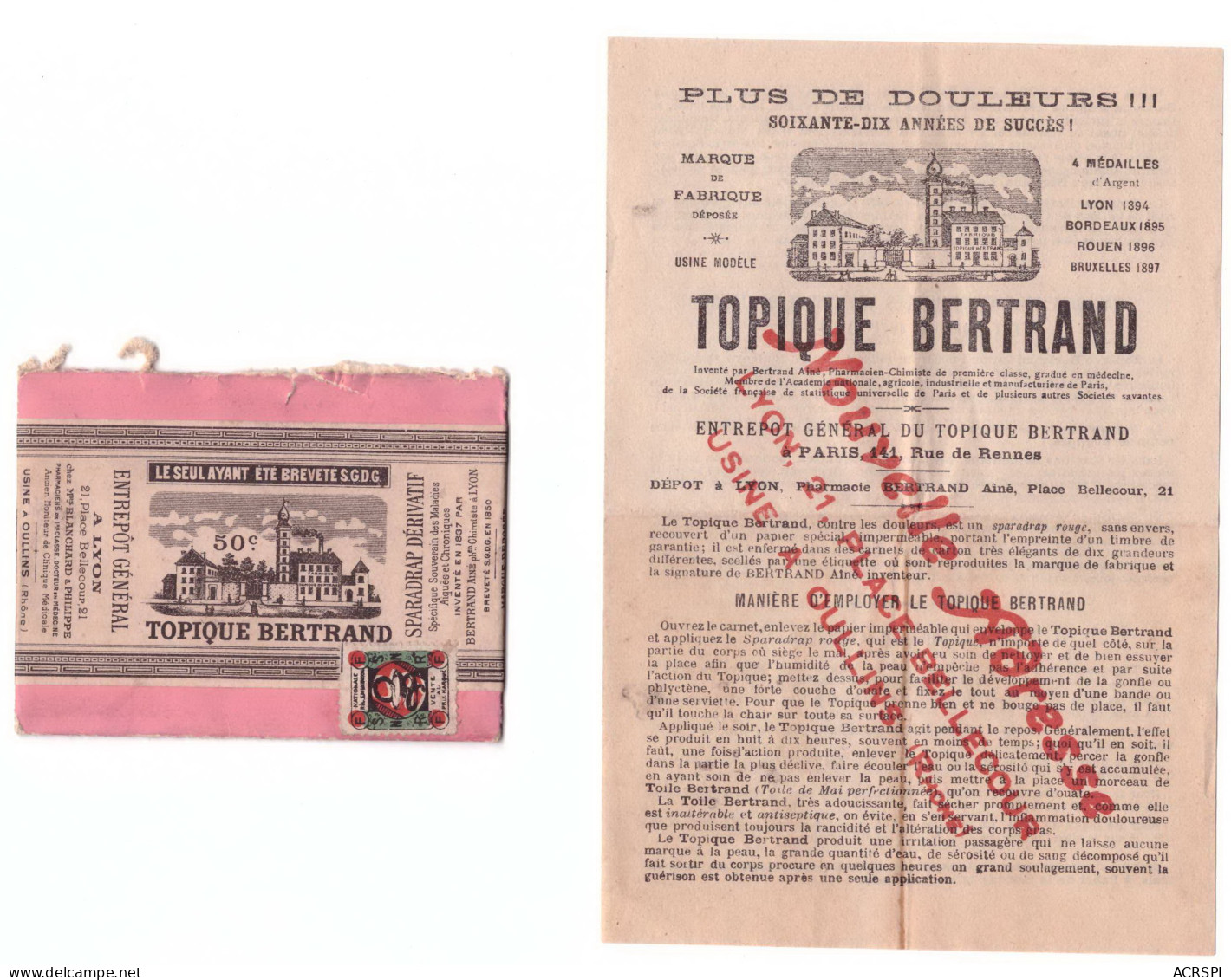 TOPIQUE BERTRAND  Deux Petites Pages Pages 11X16cms Et Une Enveloppe Rose  Année Entre 1894 Et 1920 - 1800 – 1899