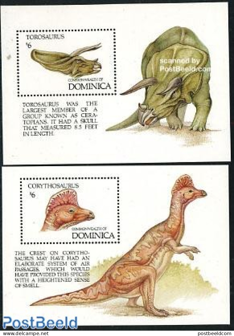 Dominica 1992 Prehistoric Animals 2 S/s, Mint NH, Nature - Prehistoric Animals - Prehistóricos