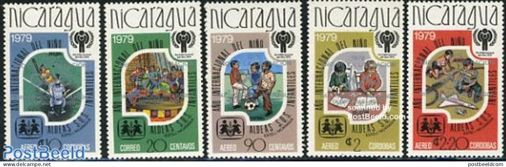 Nicaragua 1980 Olympic Games, Silver Overprints 5v, Mint NH, Sport - Various - Baseball - Football - Olympic Games - F.. - Baseball