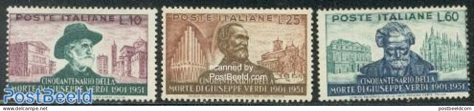 Italy 1951 G. Verdi 3v, Mint NH, Performance Art - Music - Andere & Zonder Classificatie