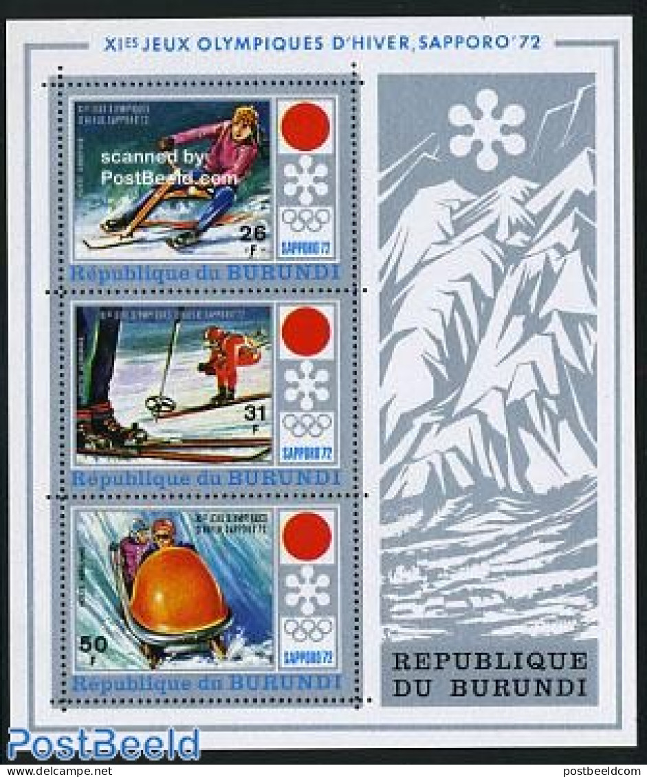 Burundi 1972 Olympic Winter Games S/s, Mint NH, Sport - (Bob) Sleigh Sports - Olympic Winter Games - Skiing - Winter (Other)