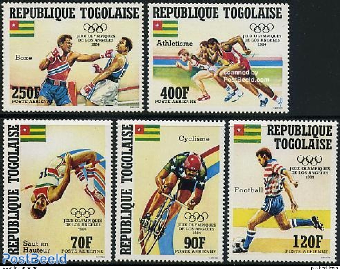 Togo 1984 Olympic Games 5v, Mint NH, Sport - Athletics - Boxing - Cycling - Football - Olympic Games - Leichtathletik