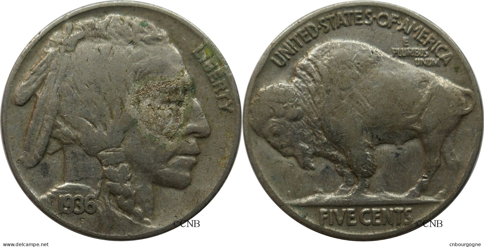 États-Unis - 5 Cents Buffalo 1936 - TTB/XF40 - Mon4935 - 1913-1938: Buffalo