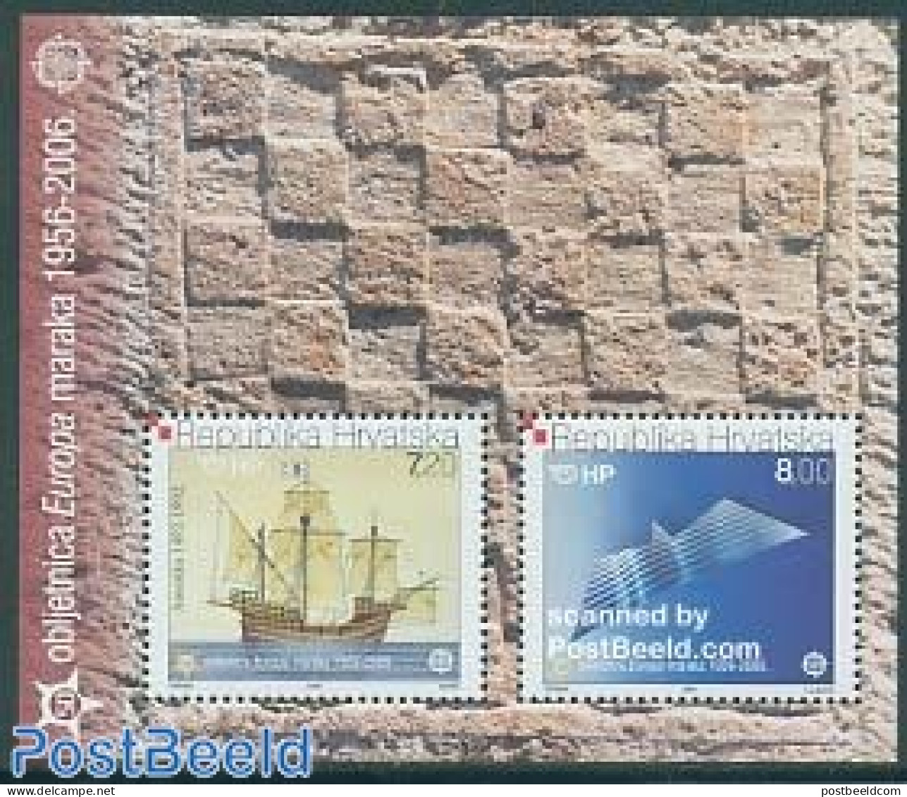 Croatia 2005 50 Years Europa Stamps S/s, Mint NH, History - Transport - Europa Hang-on Issues - Ships And Boats - Ideas Europeas