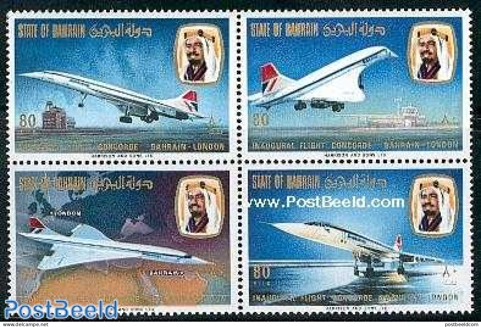 Bahrain 1976 Concorde 4v [+], Mint NH, Transport - Concorde - Aircraft & Aviation - Concorde