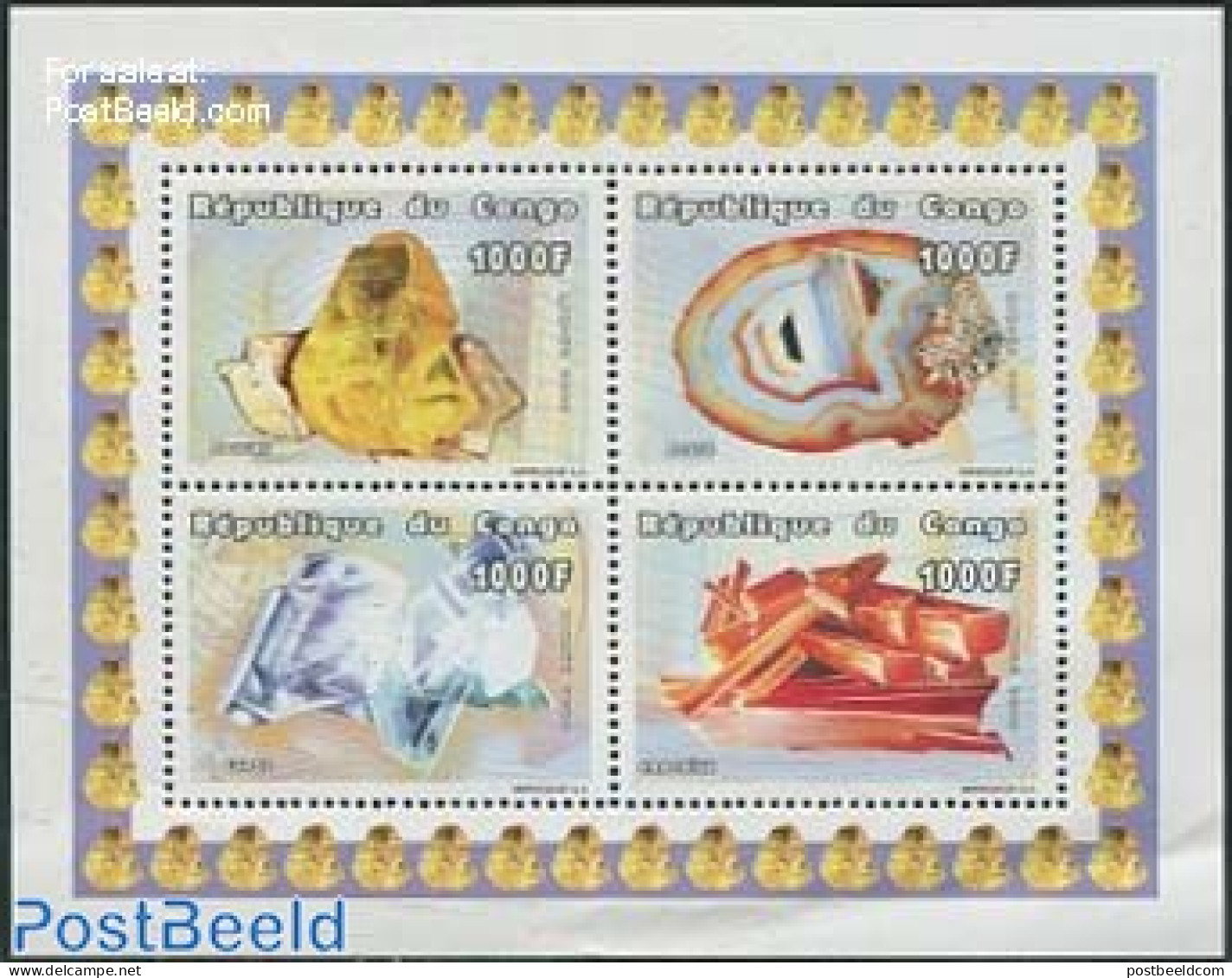 Congo Republic 1996 Minerals 4v M/s, Mint NH, History - Geology - Andere & Zonder Classificatie