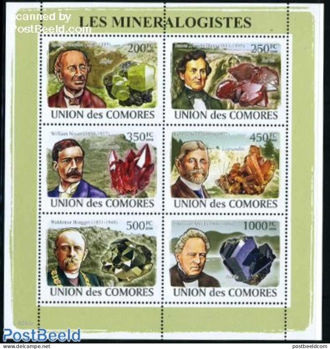 Comoros 2008 Mineralogists 6v M/s, Mint NH, History - Geology - Comoros