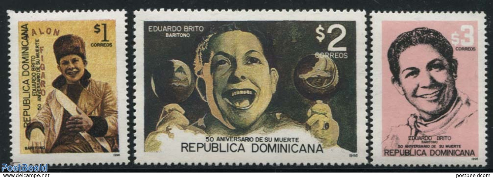 Dominican Republic 1996 Eduardo Brito 3v, Mint NH, Performance Art - Music - Musik