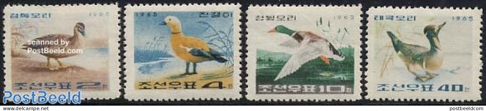 Korea, North 1965 Wild Ducks 4v, Mint NH, Nature - Birds - Geese - Korea, North