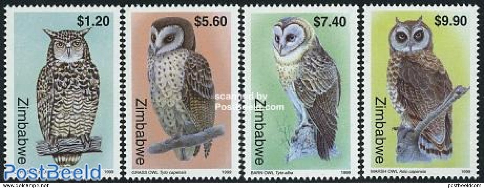 Zimbabwe 1999 Owls 4v, Mint NH, Nature - Birds - Owls - Zimbabwe (1980-...)