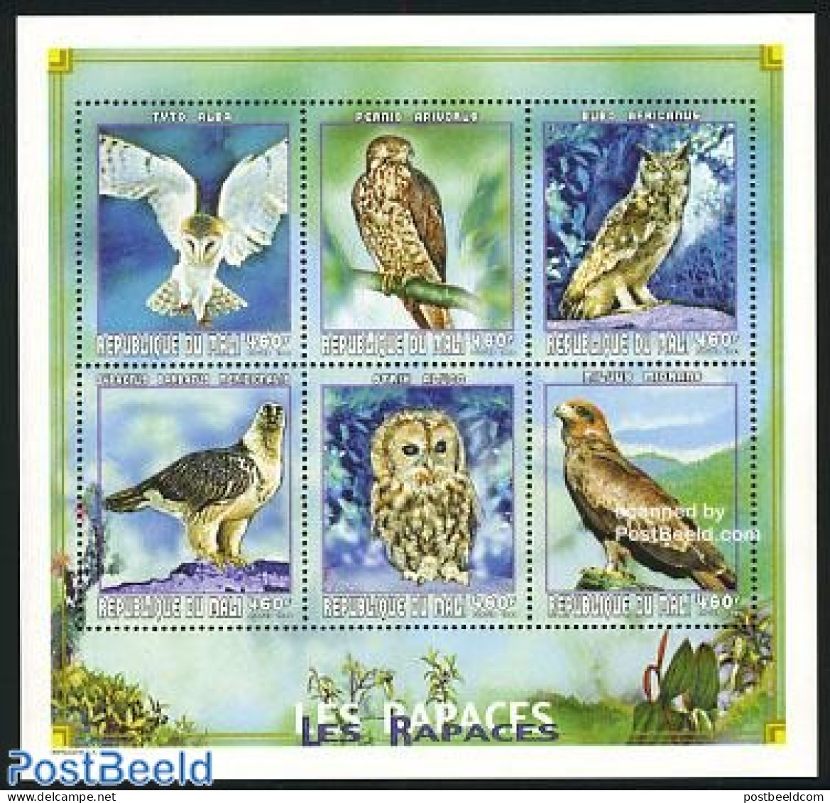 Mali 1999 Birds Of Prey 6v M/s, Mint NH, Nature - Birds - Birds Of Prey - Owls - Malí (1959-...)
