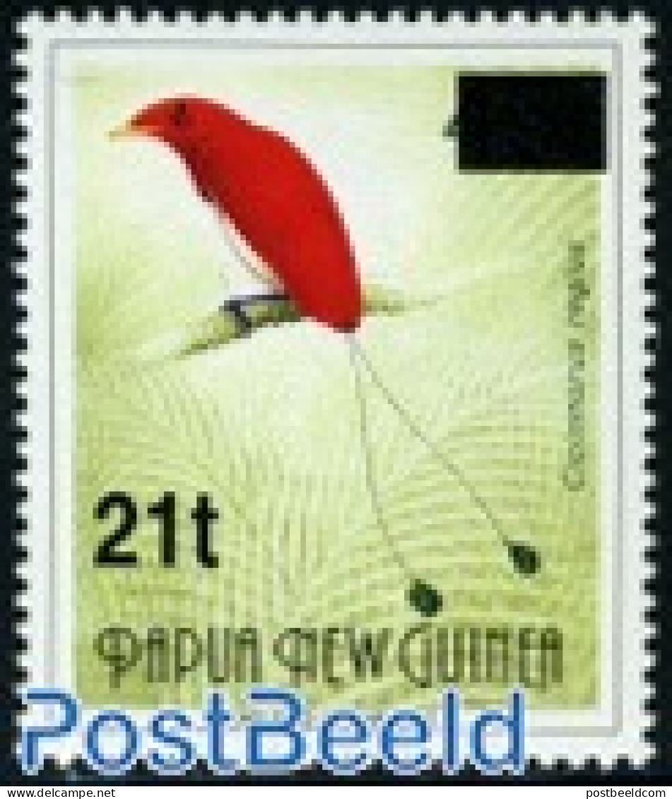 Papua New Guinea 1995 Overprint 21t (fat) On 45t, Year 1993, Mint NH, Nature - Birds - Papua New Guinea