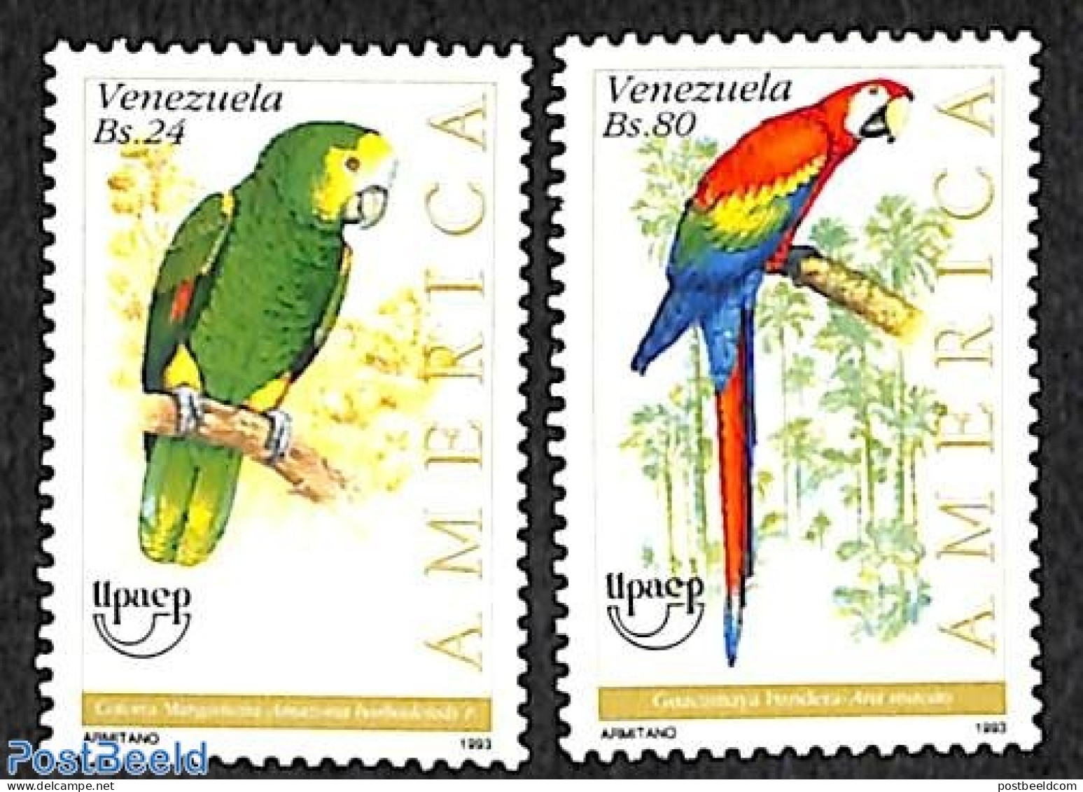 Venezuela 1993 UPAEP 2v, Mint NH, Nature - Birds - Parrots - U.P.A.E. - Venezuela