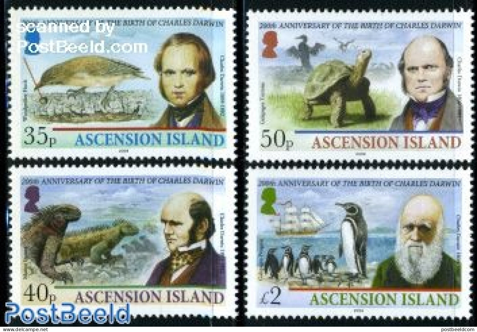 Ascension 2009 Charles Darwin 4v, Mint NH, History - Nature - Transport - Explorers - Animals (others & Mixed) - Birds.. - Erforscher